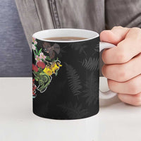 Kia Ora New Zealand Floral Ceramic Mug Black - Polynesian Pride