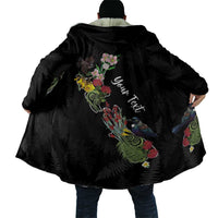 Kia Ora New Zealand Floral Personalized Cloak Black - Polynesian Pride