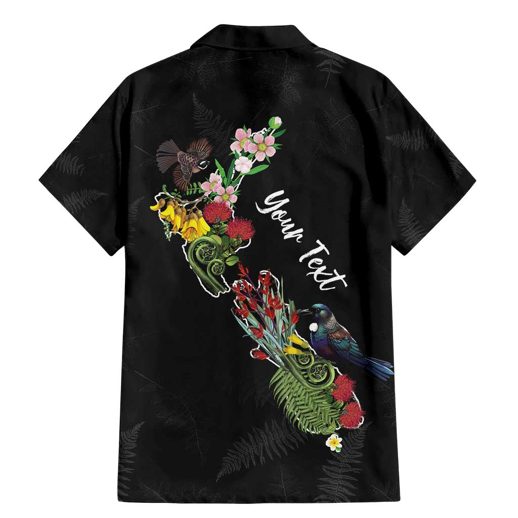 Kia Ora New Zealand Floral Personalized Family Matching Mermaid Dress and Hawaiian Shirt Black - Polynesian Pride
