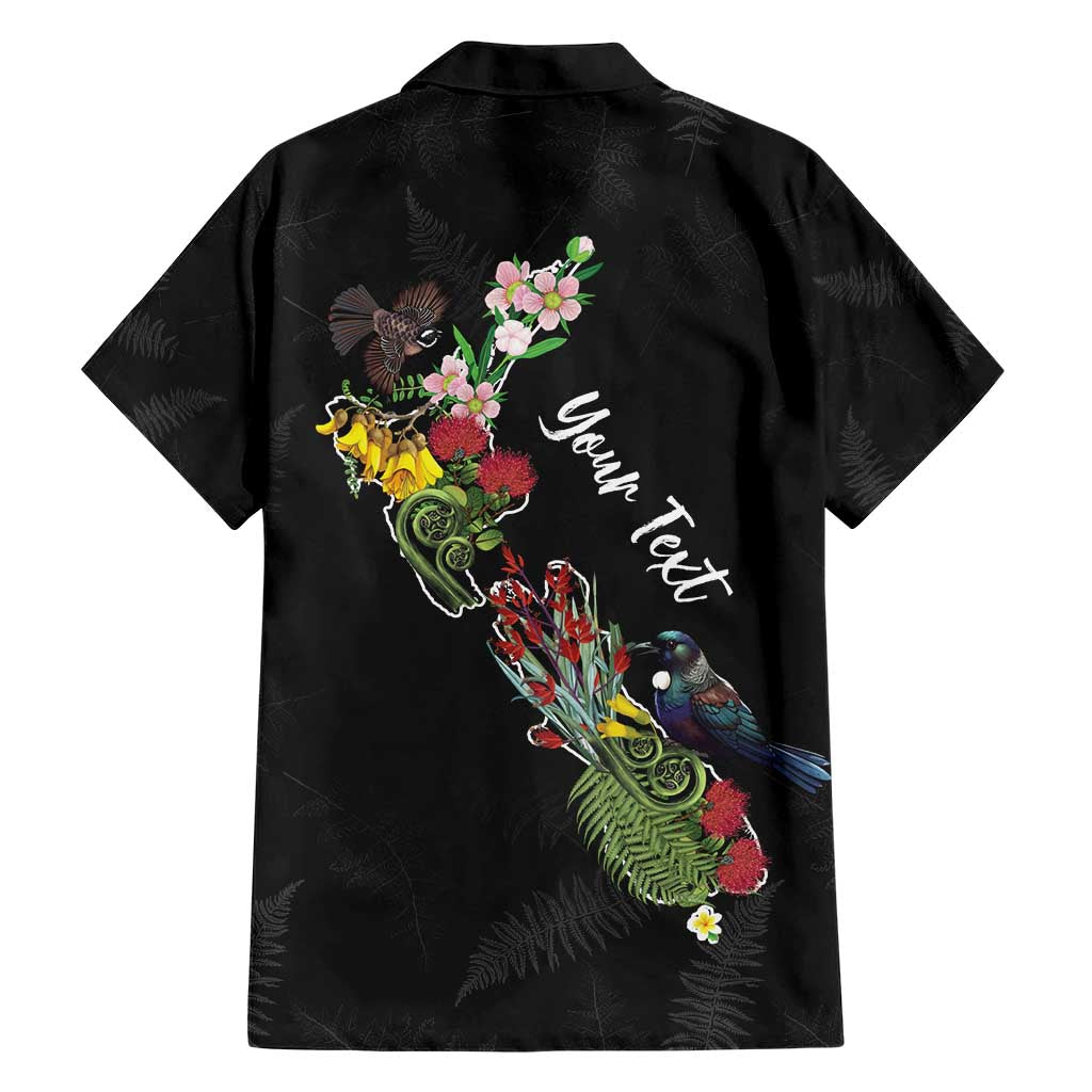 Kia Ora New Zealand Floral Personalized Family Matching Short Sleeve Bodycon Dress and Hawaiian Shirt Black - Polynesian Pride