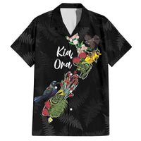 Kia Ora New Zealand Floral Personalized Hawaiian Shirt Black LT7 Black - Polynesian Pride