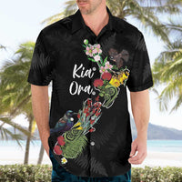 Kia Ora New Zealand Floral Personalized Hawaiian Shirt Black LT7 - Polynesian Pride