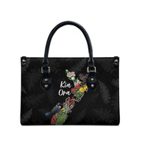 Kia Ora New Zealand Floral Leather Bag Black - Polynesian Pride