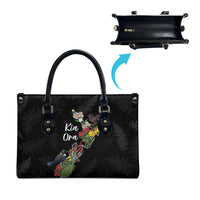 Kia Ora New Zealand Floral Leather Bag Black - Polynesian Pride