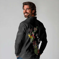 Kia Ora New Zealand Floral Personalized Long Sleeve Polo Shirt Black LT7 - Polynesian Pride