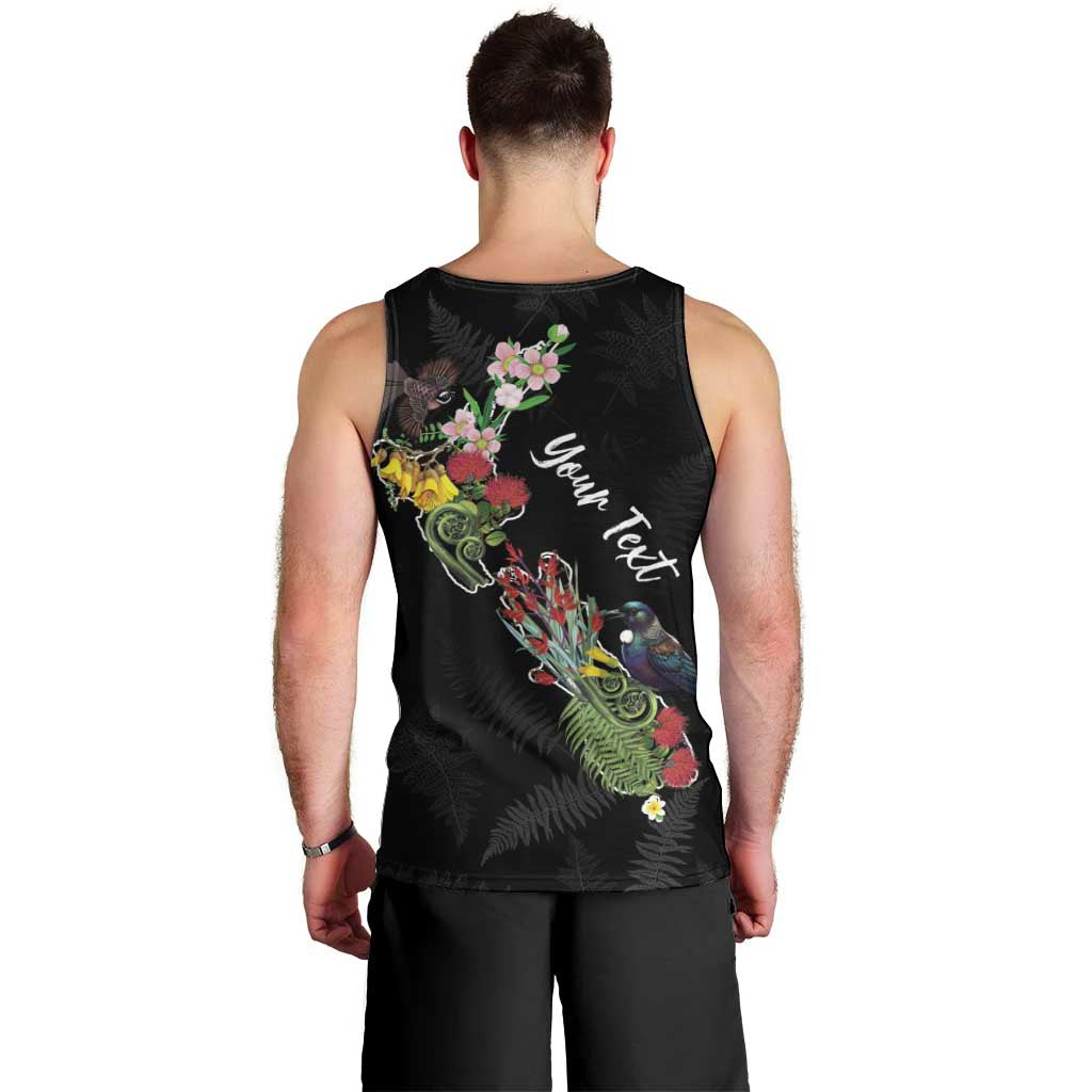 Kia Ora New Zealand Floral Personalized Men Tank Top Black LT7 - Polynesian Pride