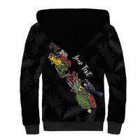 Kia Ora New Zealand Floral Personalized Sherpa Hoodie Black LT7 - Polynesian Pride