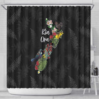 Kia Ora New Zealand Floral Shower Curtain Black - Polynesian Pride