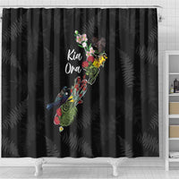 Kia Ora New Zealand Floral Shower Curtain Black - Polynesian Pride