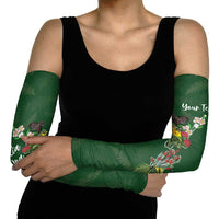 Kia Ora New Zealand Floral Personalized Arm Sleeves Sage Green LT7 - Polynesian Pride
