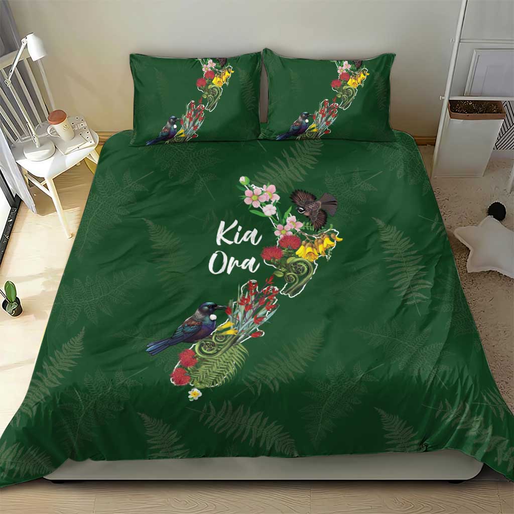Kia Ora New Zealand Floral Bedding Set Sage Green - Polynesian Pride