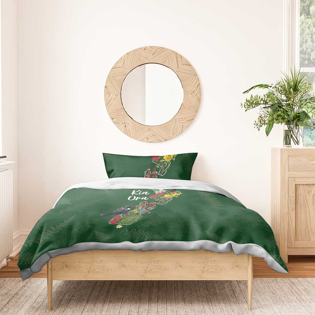 Kia Ora New Zealand Floral Bedding Set Sage Green - Polynesian Pride