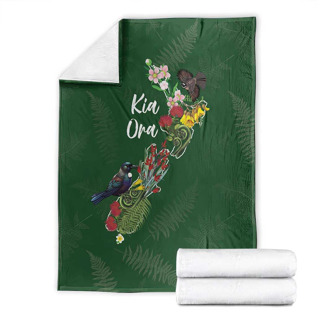 Kia Ora New Zealand Floral Blanket Sage Green - Polynesian Pride
