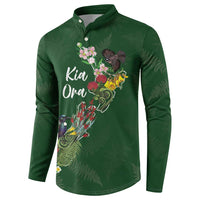 Kia Ora New Zealand Floral Personalized Button Sweatshirt Sage Green - Polynesian Pride