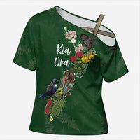 Kia Ora New Zealand Floral Personalized Cross Shoulder Shirt Sage Green LT7 Female Sage Green - Polynesian Pride