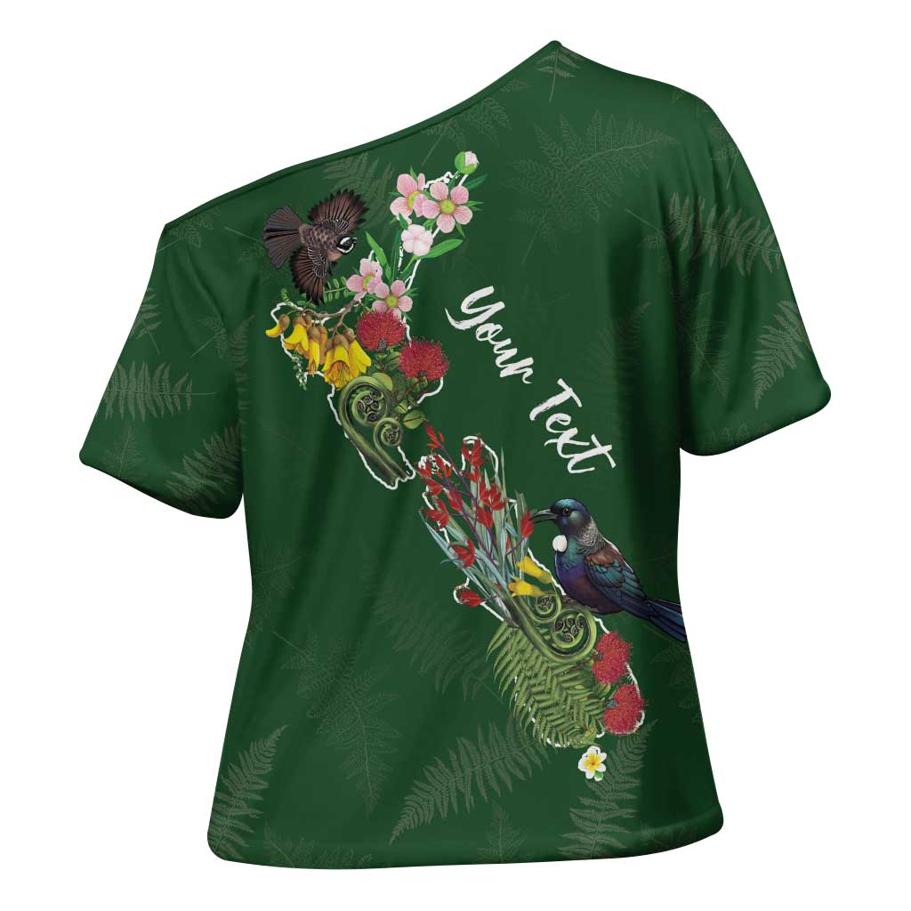 Kia Ora New Zealand Floral Personalized Cross Shoulder Shirt Sage Green LT7 - Polynesian Pride