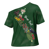 Kia Ora New Zealand Floral Personalized Cross Shoulder Shirt Sage Green LT7 - Polynesian Pride