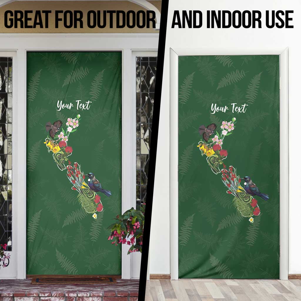 Kia Ora New Zealand Floral Personalized Door Cover Sage Green - Polynesian Pride
