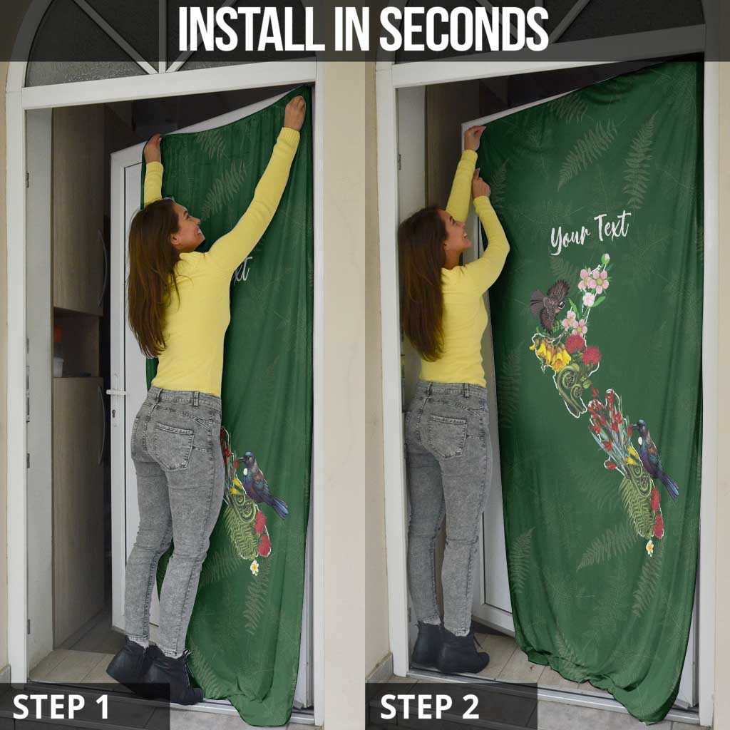 Kia Ora New Zealand Floral Personalized Door Cover Sage Green - Polynesian Pride