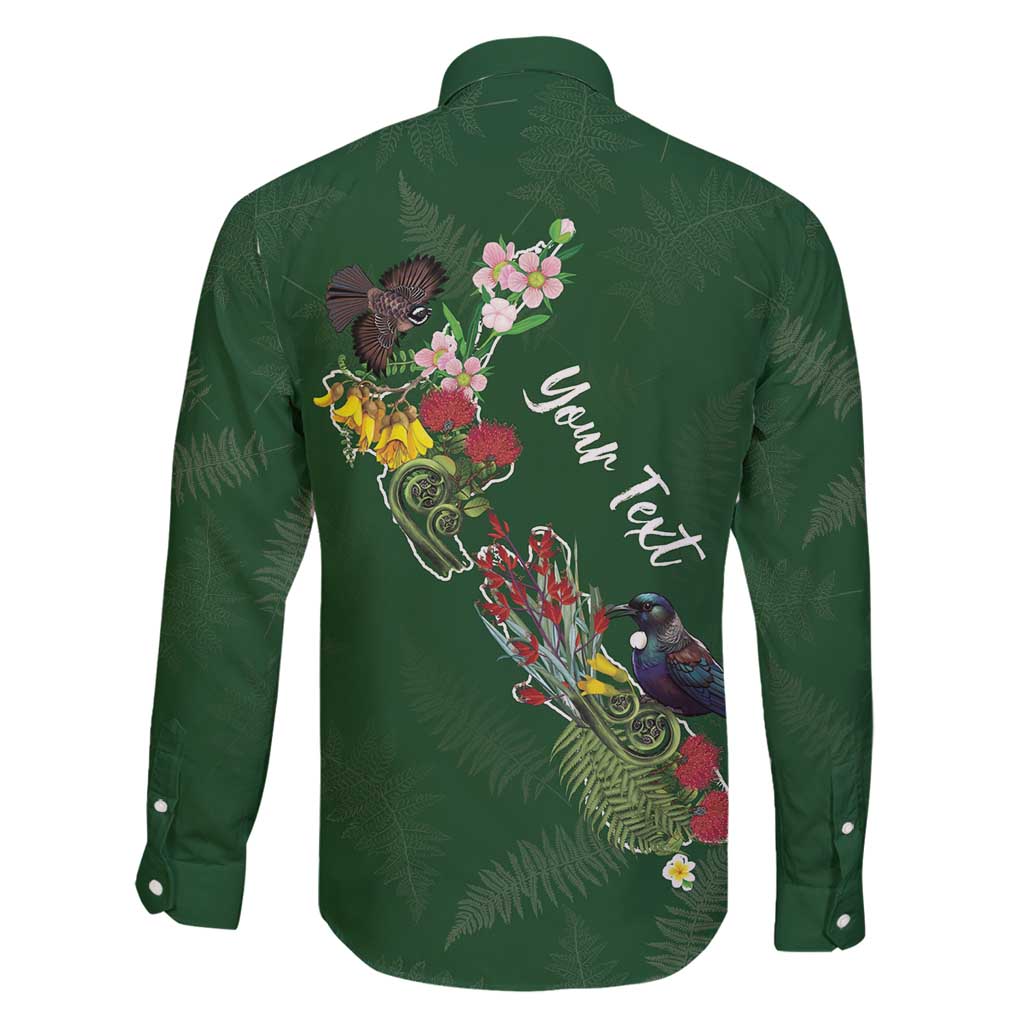 Kia Ora New Zealand Floral Personalized Family Matching Long Sleeve Bodycon Dress and Hawaiian Shirt Sage Green - Polynesian Pride