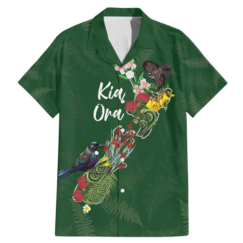 Kia Ora New Zealand Floral Personalized Family Matching Mermaid Dress and Hawaiian Shirt Sage Green - Polynesian Pride