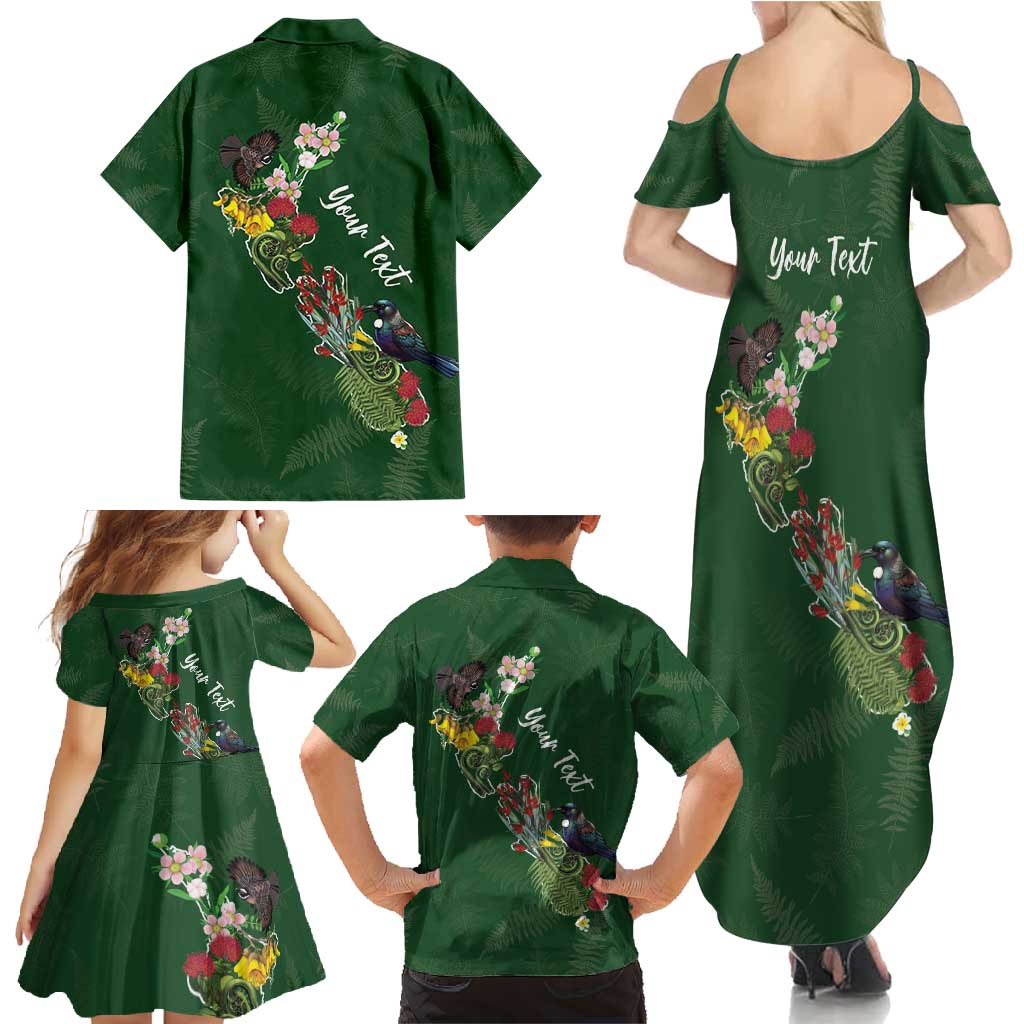 Kia Ora New Zealand Floral Personalized Family Matching Summer Maxi Dress and Hawaiian Shirt Sage Green - Polynesian Pride
