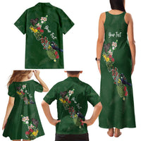 Kia Ora New Zealand Floral Personalized Family Matching Tank Maxi Dress and Hawaiian Shirt Sage Green - Polynesian Pride