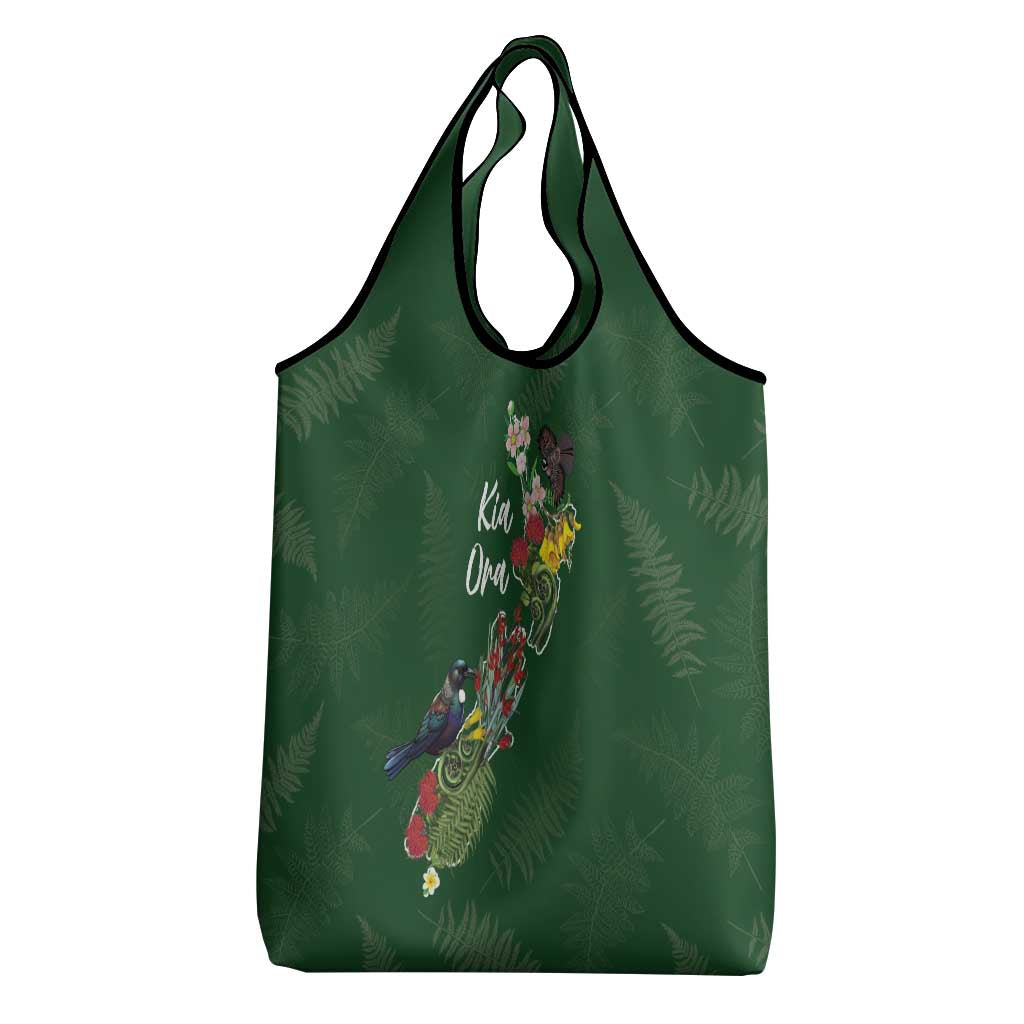 Kia Ora New Zealand Floral Grocery Bag Sage Green LT7 - Polynesian Pride