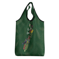 Kia Ora New Zealand Floral Grocery Bag Sage Green LT7 - Polynesian Pride