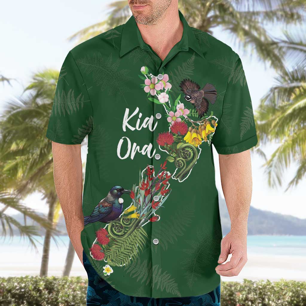 Kia Ora New Zealand Floral Personalized Hawaiian Shirt Sage Green LT7 - Polynesian Pride