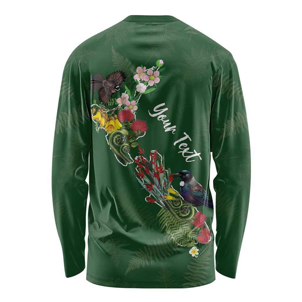 Kia Ora New Zealand Floral Personalized Long Sleeve Shirt Sage Green LT7 - Polynesian Pride