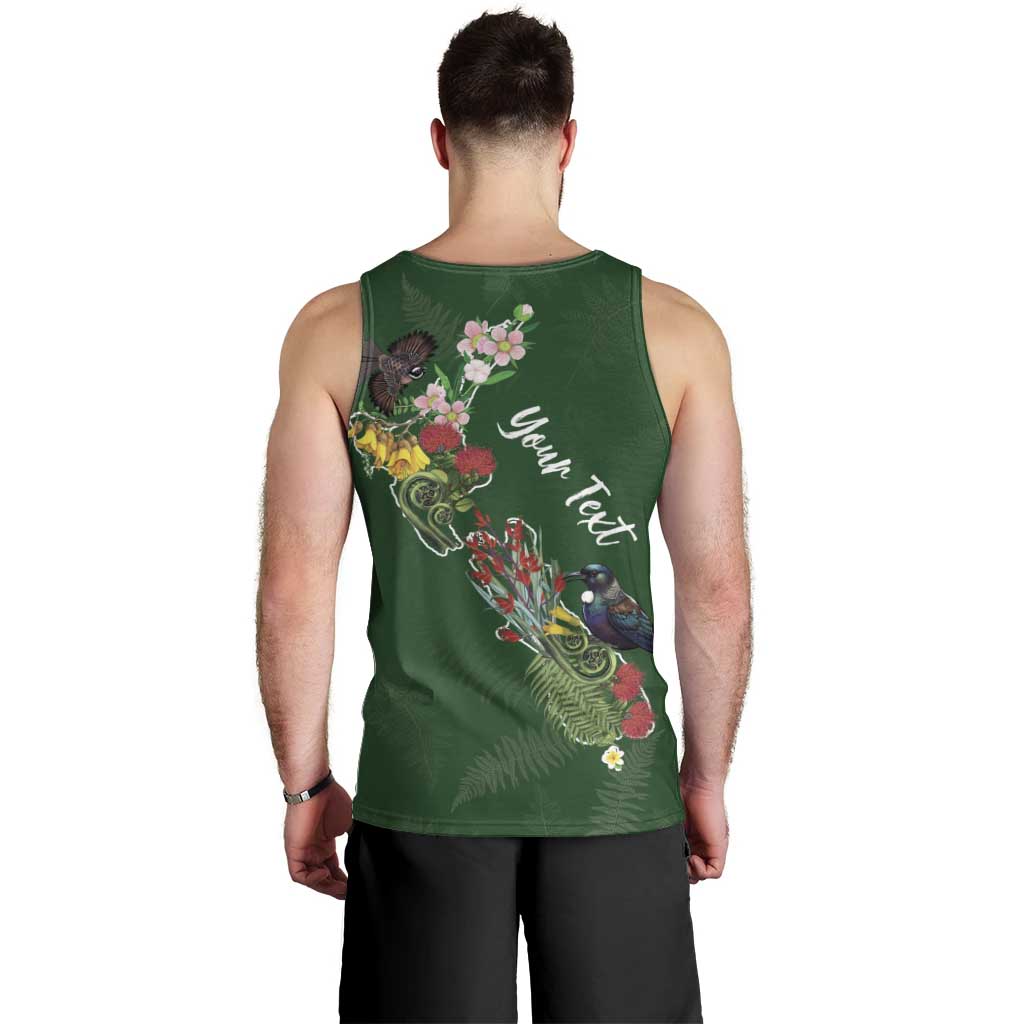 Kia Ora New Zealand Floral Personalized Men Tank Top Sage Green LT7 - Polynesian Pride