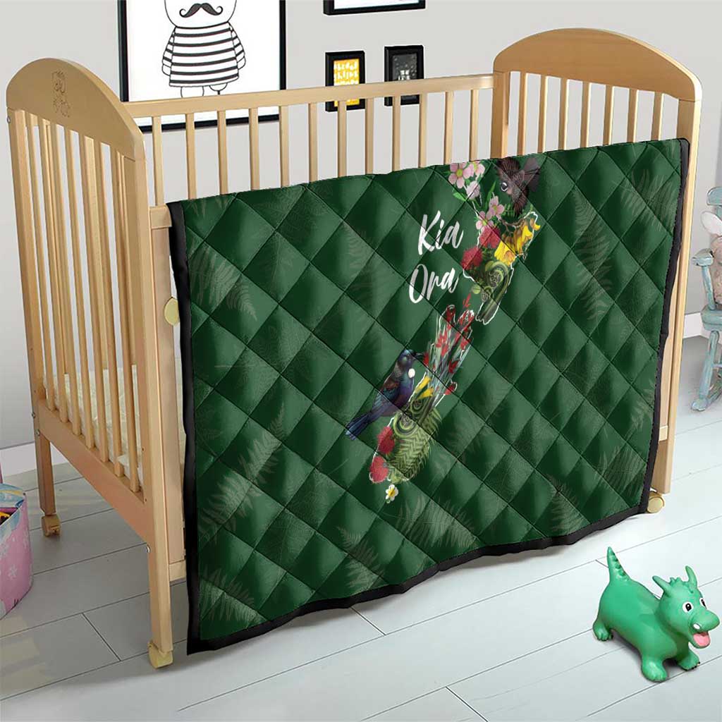 Kia Ora New Zealand Floral Quilt Sage Green - Polynesian Pride