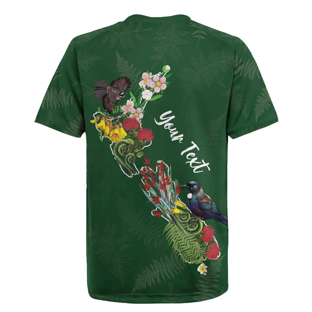 Kia Ora New Zealand Floral Personalized Rugby Jersey Sage Green - Polynesian Pride