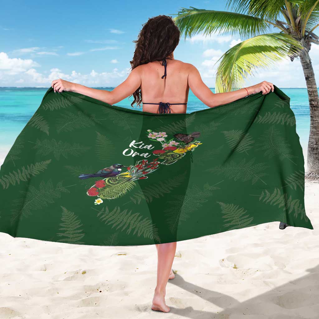 Kia Ora New Zealand Floral Sarong Sage Green - Polynesian Pride