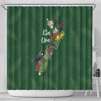 Kia Ora New Zealand Floral Shower Curtain Sage Green - Polynesian Pride