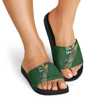 Kia Ora New Zealand Floral Slide Sandals Sage Green - Polynesian Pride