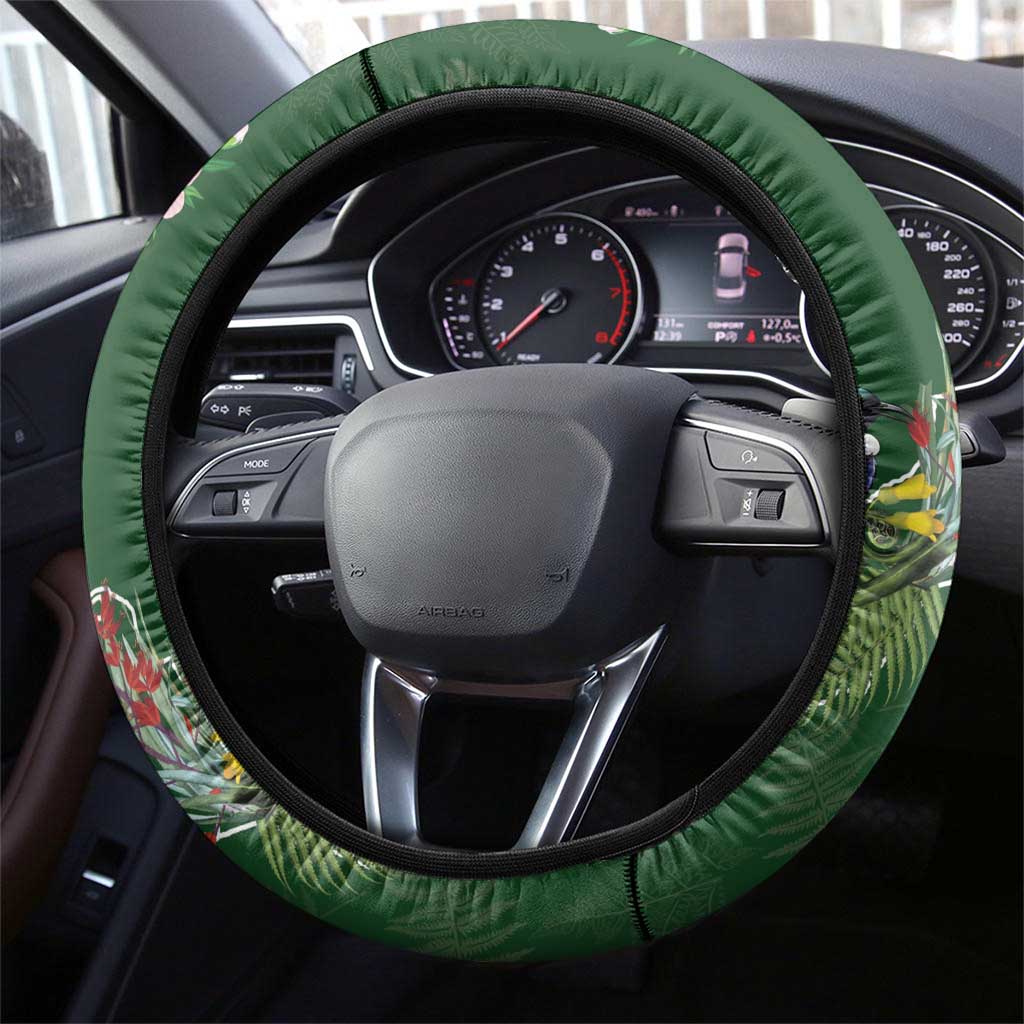Kia Ora New Zealand Floral Steering Wheel Cover Sage Green LT7 - Polynesian Pride