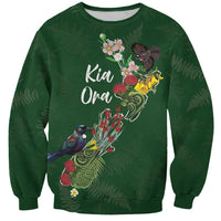 Kia Ora New Zealand Floral Personalized Sweatshirt Sage Green LT7 Unisex Sage Green - Polynesian Pride
