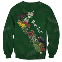 Kia Ora New Zealand Floral Personalized Sweatshirt Sage Green LT7 - Polynesian Pride