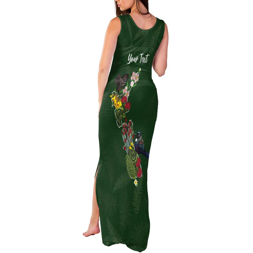 Kia Ora New Zealand Floral Personalized Tank Maxi Dress Sage Green - Polynesian Pride