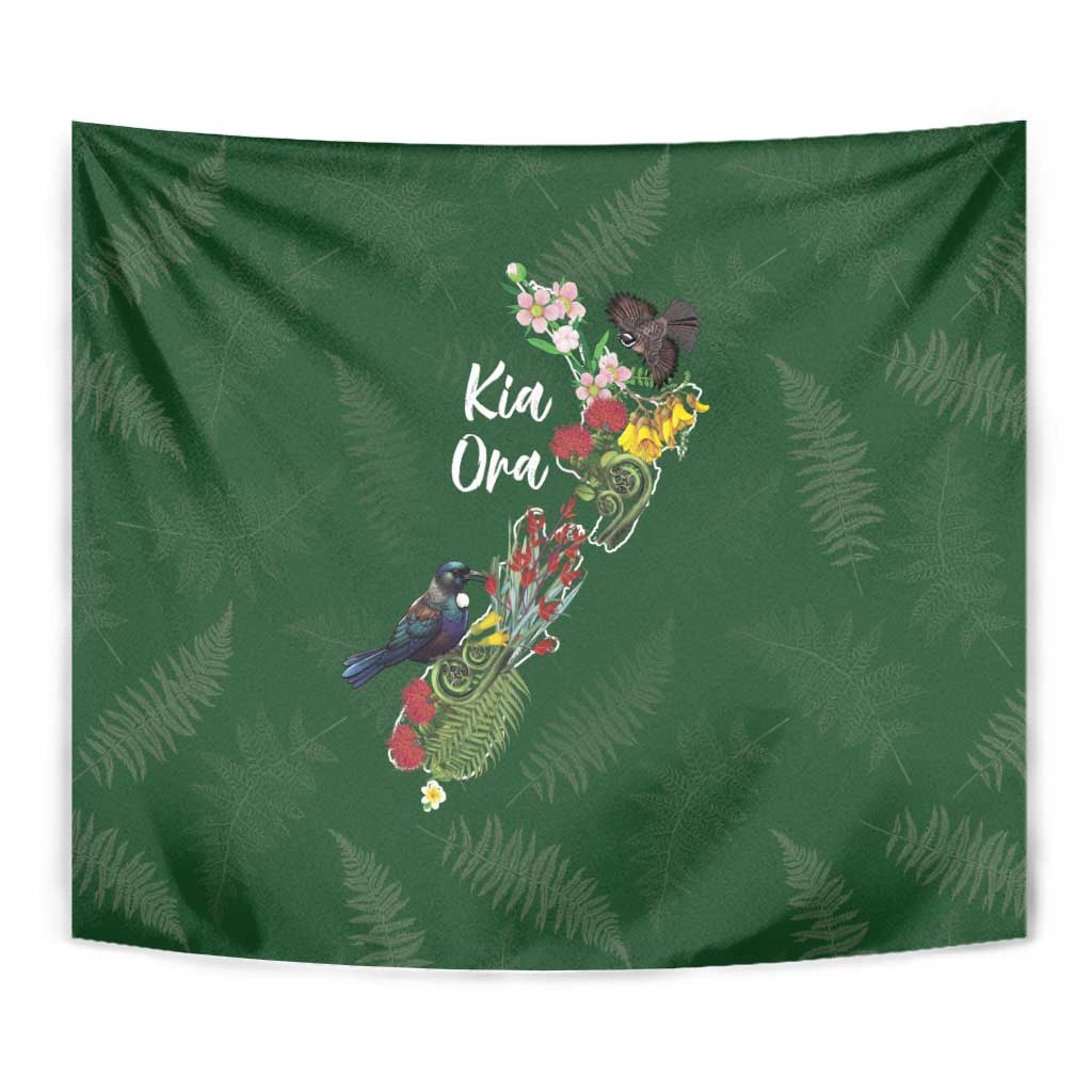 Kia Ora New Zealand Floral Tapestry Sage Green - Polynesian Pride