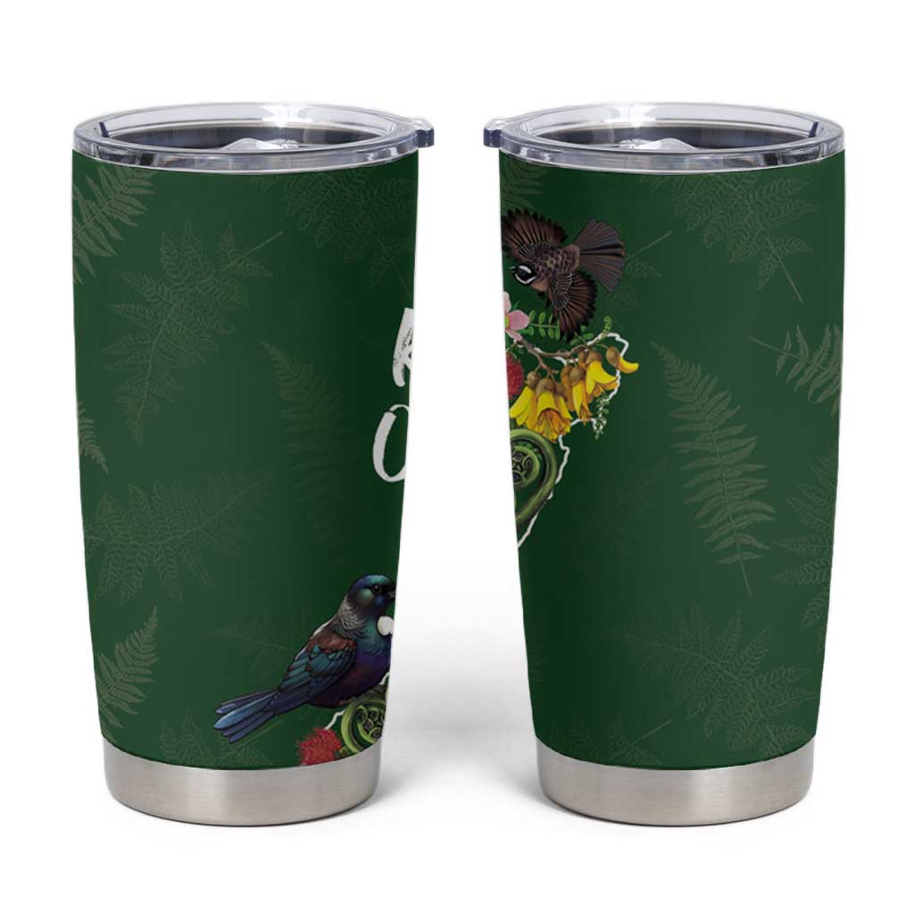 Kia Ora New Zealand Floral Tumbler Cup Sage Green - Polynesian Pride