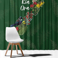 Kia Ora New Zealand Floral Window Curtain Sage Green - Polynesian Pride
