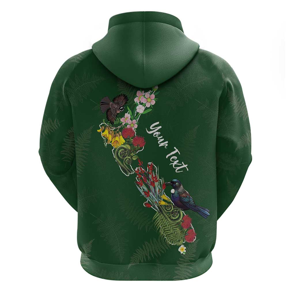 Kia Ora New Zealand Floral Personalized Zip Hoodie Sage Green LT7 - Polynesian Pride