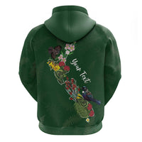 Kia Ora New Zealand Floral Personalized Zip Hoodie Sage Green LT7 - Polynesian Pride