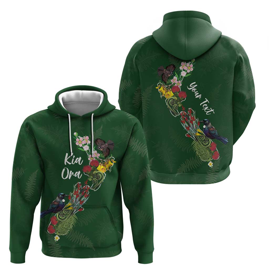 Kia Ora New Zealand Floral Personalized Zip Hoodie Sage Green LT7 - Polynesian Pride