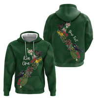 Kia Ora New Zealand Floral Personalized Zip Hoodie Sage Green LT7 - Polynesian Pride