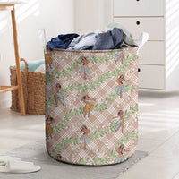 Beige Palaka Hula Girls Seamless Hawaii Aloha Laundry Basket - Polynesian Pride
