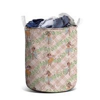 Beige Palaka Hula Girls Seamless Hawaii Aloha Laundry Basket - Polynesian Pride